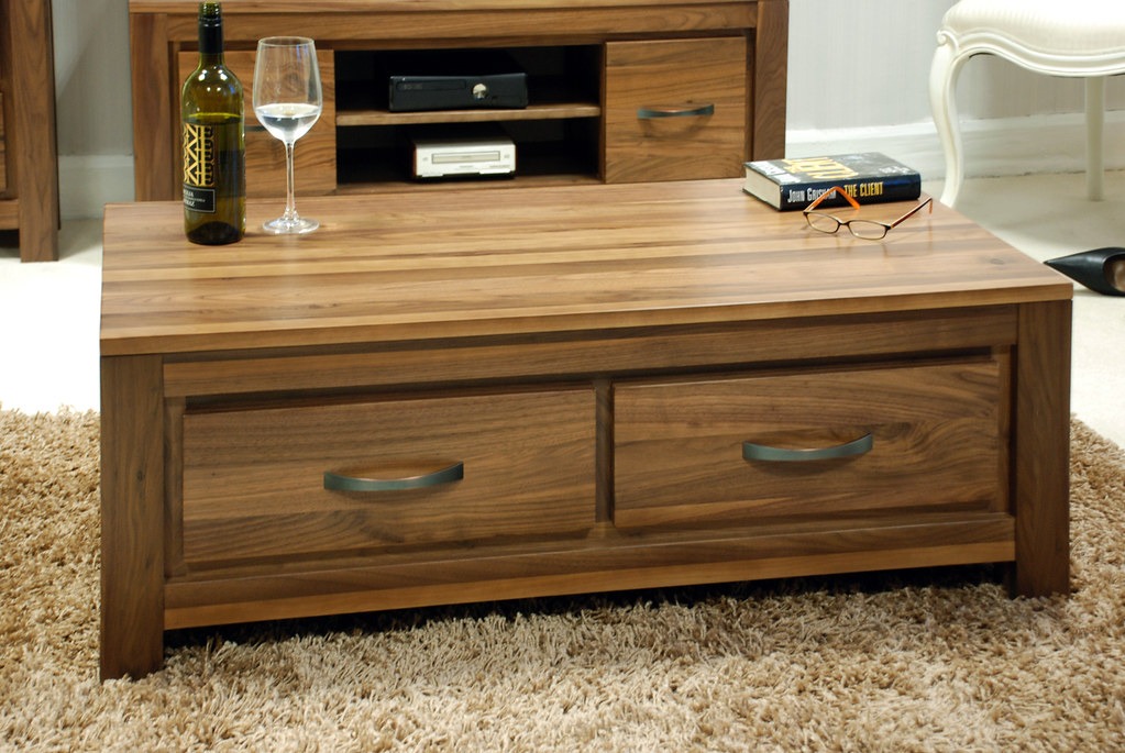 Coffee table with drawers for storage